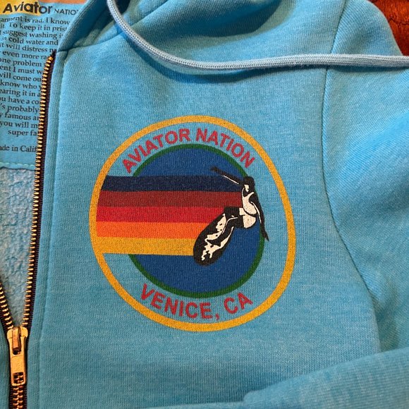 Aviator Nation zip up Hoodie Ocean Blue XS - Picture 3 of 8